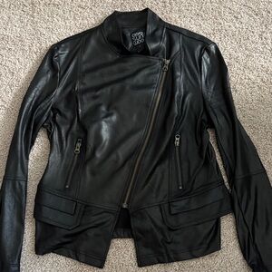 Clara Sun Woo Asymmetrical Black Faux Leather Jacket